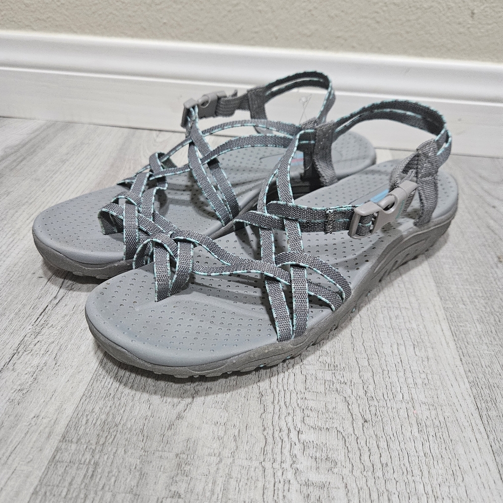 Skechers Women's Gray and Blue Strappy Sandals